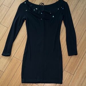Angel Estrada, black mini dress with crystals size 0/XS